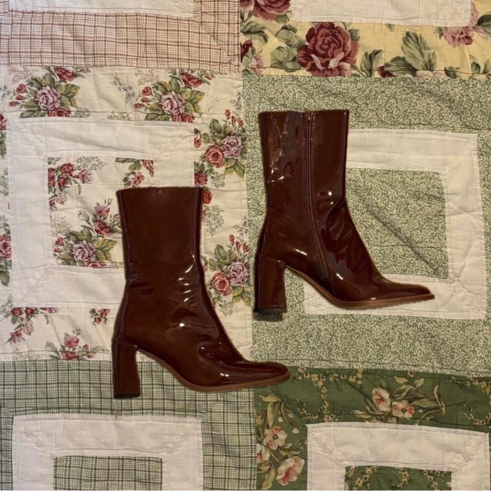Cognac Patent Leather Boots
